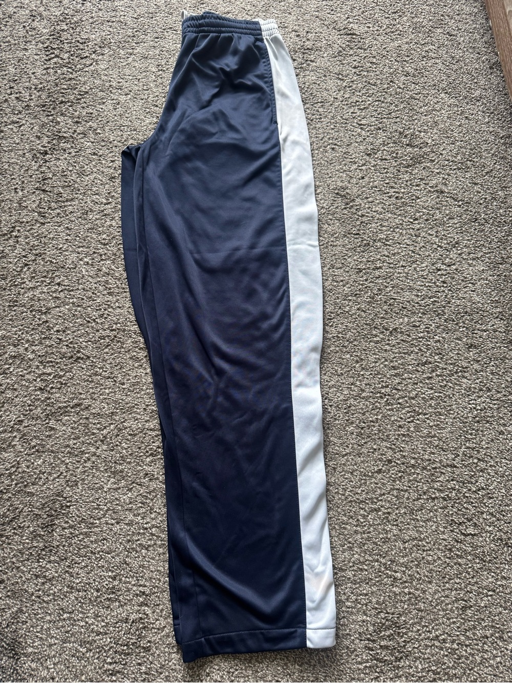 GTM Sportswear Navy Blue Athletic Track Pants with White Trim